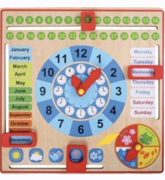 Wooden Calendar and Clock